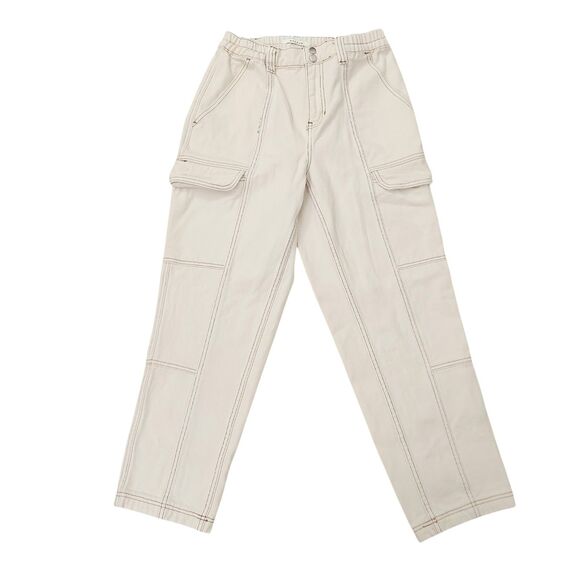 Pacsun Cargo Pants Womens Medium Beige High Rise Denim Cotton Retro Y2K 90s - Picture 1 of 13